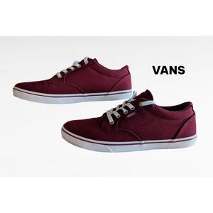 Vans Atwood Low Burgundy Canvas Sneakers Skate Shoes Waffle Sole